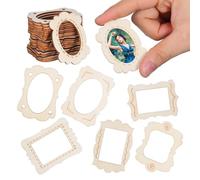 Gadpiparty Lot de 40 Cadres Photo en Bois Marron à Décorer, Accessoires Créatifs pour Décoration et Support Photo, pour Sapin de Noël ou Fenêtre Plusieurs styles