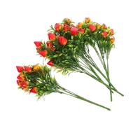 Gadpiparty Lot de 5 Branches de Fraises Artificielles Rouges et Jaunes en Plastique Tiges Décoratives Réalistes pour Vase et Centre de Table Bouquet de Fruits Artificiels 27 X 21 X 09 CM