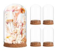 Gadpiparty Lot de 5 Cloches en Verre Transparent Bouchon en Liège Hauteur 10 CM Diamètre 6 CM Couverture Décorative pour Fleurs Éternelles Micro-Paysages et Objets Décoratifs D’Intérieur