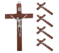 Gadpiparty Lot de 5 pendentifs crucifix en bois représentant Jésus - Breloque croix chrétienne pour la création de bijoux religieux - Accessoire de bijouterie catholique