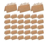 Gadpiparty Lot de 50 marque-places de table en papier kraft rustique, motif flocon de neige, étiquettes nominatives pliables, pour buffets de desserts, pour dîners de fêtes