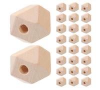Gadpiparty Lot de 50 perles en bois brut : perles hexagonales géométriques en bois, breloques polygonales à facettes brutes pour porte-clés, fabrication de bijoux, décoration, bricolage,