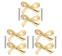 Gadpiparty Lot de 6 boutons de tiroir en forme de nœud : poignées de tiroir élégantes en métal pour armoires, commodes et armoires de cuisine - Petites poignées de porte en laiton vintage (trou de 16