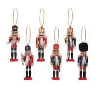 Gadpiparty Lot de 6 Pendentifs Soldats en Bois Coloré 12 Cm Décoration Suspendue Classique pour Sapin et Embellissement de Table de Noël