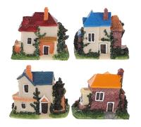 Gadpiparty Maison Miniature pour Bonsaï et Micro-paysages 4 Pièces en Résine, Figurine de Maison Aspect Réaliste, Finition Soignée, Facile à Plusieurs Styles Décoration de Plusieurs Styles