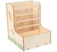 Gadpiparty Mangeoire à Herbe en Bois Support Fixe, Râtelier pour Lapins et Cochons D’Inde, Grosse Capacité 1 Pièce, Accessoire Solide pour Cage, Réduit Déchets et Maintien Propre