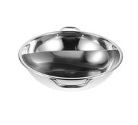 Gadpiparty Marmite en acier inoxydable avec séparateur - Marmite de cuisson double saveur de 35,5 cm - coréenne Shabu à double poignée pour ragoûts et plats à deux saveurs et dîners maison