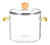 Gadpiparty Marmite pour Mijotage à Soupe 2300ml en Verre Transparent Double Poignée et Prise Sécurisée Capacité Large pour Plaque de