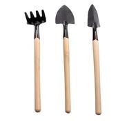 Gadpiparty Mini Outils de Jardinage 3 Pièces Manches en Bois, Mini Pelle et Râteau Multifonctions pour Plantation et Transplantation de Plantes, Outils Légers et Compacts pour Jardin