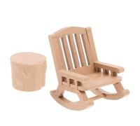 Gadpiparty Miniature Chaise à Bascule et Table Vintage pour Maison de Poupée Finition Faux Bois Décor Campagne pour Figurine et Meubles Miniatures