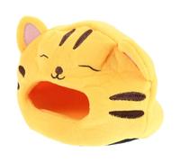 Gadpiparty Nid Douillet pour Animal de Compagnie Lit Chaud pour Hamster en Coton Jaune, Forme Tête de Chat, Respirant, Isolant, pour Petit Rongeur et Hamster Nain, Usage Quotidien