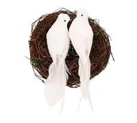 Gadpiparty Nid Oiseau Artificiel Rotin Faux Oiseau Mousse Et Plumes Décor De Jardin Et Intérieur Ornement De Printemps
