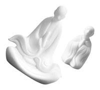 Gadpiparty Ornement de Table en Porcelaine Blanche, Figurines de Moines Mignons 2 Pièces, Décoration D'intérieur Élégante et Peu Encombrante pour Maison
