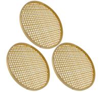 Gadpiparty Passoire en Bambou Multifonction 3 Pièces, Panier Tissé Naturel Couvercle Plat 18 CM, pour Rangement et Présentation en Intérieur