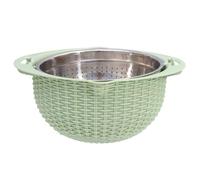 Gadpiparty Passoire Inoxydable Double Couche avec Couvercle Râpe Panier Égouttoir Multifonction pour Fruits et Légumes Panier de Cuisine Rotatif Vert