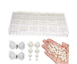 Gadpiparty Perles Imitation Blanches Nacrées pour Création Bijoux Petites Perles pour Loisirs Créatifs Espacement pour Bracelets Et Colliers