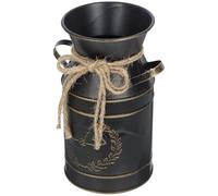 Gadpiparty Pichet à Fleurs en Fer Galvanisé Style Vintage Rustique, Seau à Fleurs Rétro Noir Double Anse, pour Bouquets et Décoration Intérieure