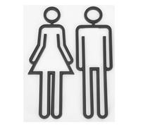 Gadpiparty Plaque Identification des Toilettes en Abs Noir, Panneau de Signalisation Simple et Chic, Facile à Utiliser pour Salle de Bain et Wc, Lot de 1 Paire