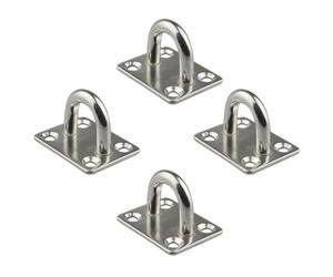 Gadpiparty Plaques à Œillet Carrées en Acier Inoxydable 4pcs Crochets de Plafond de U pour Support de Hamac et Ventilateur, pour Fête Estivale en Balcon ou Bureau