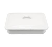 Gadpiparty Plat à rôtir émaillé avec couvercle : Petit plat à rôtir - à couvert - Plaque de cuisson en émail antiadhésive pour griller et cuire au four - Lavable au lave-vaisselle