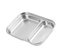 Gadpiparty Plateau Acier Inoxydable Divisé Compact avec Compartiments Plateau Service Barbecue et Buffet pour Collations et Viandes Portable pour Excursions et Voyages