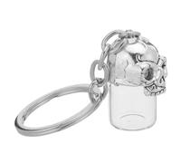 Gadpiparty Porte-clés Gothique Crâne en Verre, Urne Portable pour Cendres | Couvercle Ouvrable, Alliage de Zinc Argenté, pour Poils D’animaux ou Cendres Humaines, Fait Main