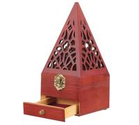 Gadpiparty Porte-Parfum Bois Pyramide avec Tiroir, Brûleur de Parfum Décoratif Marron en Acier Inoxydable et Bois, pour Décoration de Bureau ou Bureau