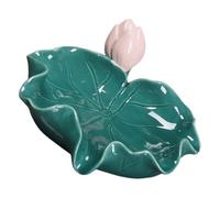 Gadpiparty Porte-Savonnette en Céramique à Drainage Automatique Motif Feuille de Lotus pour Salle de Bain Accessoire Décoratif et Fonctionnel Plateau à Bijoux Intégré Couleur Blanche