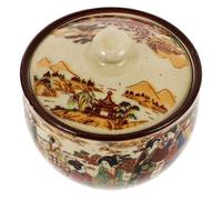 Gadpiparty Pot à Thé Céramique Vintage Hermétique avec Couvercle Récipient Décoratif pour Cuisine Stockage de Thé Vrac Bonbons et Fruits Secs Design Rétro Japonais