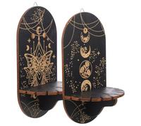 Gadpiparty Présentoir Mural en Matériau Bois Sombre pour Cristaux Étagère Murale de Présentation 2 Pièces Support Décoratif pour Chambre Bibliothèque Murale et Vitrine Flottante