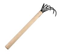 Gadpiparty Râteau de Jardin en Métal 5 Dents Multifonction pour Jardin, Plage et Extérieur, Manche en Bois, Outil de Nettoyage, Râteau Ramasse Feuilles et Cailloux, Usage Manuel Polyvalent