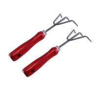 Gadpiparty Râteau de Jardin Manuel 2 Pièces Dents Triples en Métal et Manche en Bois Rouge, Cultivateur de Terre Léger et Compact pour Désherbage et Entretien Jardin, Outil de Jardinage