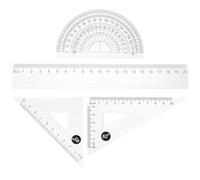 Gadpiparty Règle de Dessin 4 Pièces en ABS Transparent, 20 Cm, Équerre et Rapporteur, Ensemble Géométrique Portable pour École et Bureau