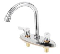 Gadpiparty Robinet D’évier Cuisine à Trois Trous, Mélangeur Chaud et | Double Commande, Économie D’eau, Installation Facile, Finition Argentée, Style Simple et Couleur Aléatoire Style Aléatoire