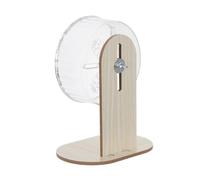 Gadpiparty Roue d'exercice Transparente pour Petits Animaux 15 Cm avec Support en Bois Antidérapant, Toupie Silencieuse pour Hamster, Gerbille et Souris, Accessoire Cage pour Exercice