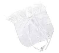 Gadpiparty Sac en satin blanc avec cordon de serrage pour demoiselle d'honneur et mariage, portable et facile à ouvrir, petite pochette pour perles et petits objets lors de fêtes