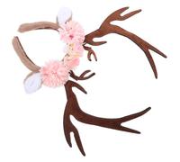 Gadpiparty Serrage-tête Cerf Fleuri Oreilles, Bandeau Réglable pour | ABS et Tissu, Cornes Souples Amovibles, Bande Élastique Légère, pour Cosplay Théâtre et Événements Scolaires