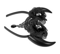 Gadpiparty Serrage-tête Cornes de Diable Halloween en Plastique Noir Crâne, Bandeau Flexible et Design Unique pour Cosplay et Fête Costumée Adultes