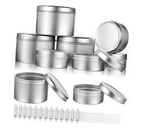 Gadpiparty Set de Contenants à Bougie Aluminium avec Mèches Coton Moules Antiadhésifs pour Fabrication de Bougies Chauffe Plat Coffret Diy pour Bougies Personnalisées Durable et Corrosion