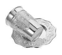 Gadpiparty Set de Coupe Kiddush et Plateau Gravé Alliage de Zinc Gobelet Shabbat et Havdalah pour Boissons Festives Verre à Vin Religieux pour Fêtes Juives