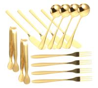 Gadpiparty Set Ustensiles Acier Inoxydable pour Fromage et Beurre Couteaux Multifonctions Fourchette et Cuillère à Dessert Dorés Outils de Cuisine Polyvalents