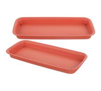 Gadpiparty Soucoupes pour Pots de Fleurs Lot de 2 Plateaux Rectangulaires 40 CM en Plastique Rouge Brique, Support Stable pour Plantes de Jardin sur Balcon Antidébordement
