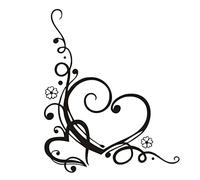 Gadpiparty Sticker Mural Décoratif Forme De Cœur Avec Motif De Vigne Autocollant Auto-adhésif Noir Pour Chambre Design Diy Facile à Poser Sur Mur Lisse Carrelage Table Armoire