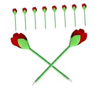 Gadpiparty Stylo à Bille Rose Peluche Créatif pour Écriture Fluide Saint-valentin et Fête des Mères de Stylos Rouges avec Décoration Fleur Réaliste pour Étudiants et Bureau