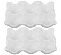 Gadpiparty Support à Œufs Casier à Œufs Facile à Nettoyer Design Multifonctionnel Blanc en Céramique pour Réfrigérateur Cuisine et Rangement
