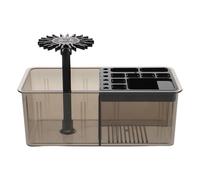 Gadpiparty Support de Pinceaux Suspendu Multifonction en Plastique Porte-Pinceaux Chinois à Plusieurs Emplacements Bac Intégré pour Nettoyage Calligraphie et Peinture Rangement Bureau