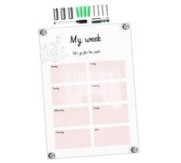 Gadpiparty Tableau Mémo Transparent Acrylique Effaçable avec Stylo pour Notes Scolaires et Messages Hebdomadaires Portable et pour Bureau et Maison