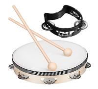 Gadpiparty Tambourin Professionnel Single Row avec Baguettes Bois et Grelots Noirs Instrument de Percussion pour Adultes Clair et Facile à Tenir pour Fêtes et Performances