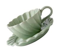 Gadpiparty Tasse à Café avec Soucoupe Tasse à Thé en Céramique 200ml Vert Clair pour Petit-déjeuner et Goûter pour Lait