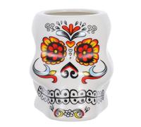 Gadpiparty Tasse à Cocktail en Céramique Blanche 300 Ml Motif Crâne Fleuri Coupe Créative pour Fête Hawaïenne Verre à Cocktail Original pour Bar et Décoration